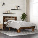 VidaXL Cadru de pat, stejar fumuriu 100x200 cm lemn prelucrat și metal 845649