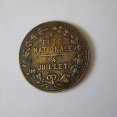 Medalie 14 iulie,ziua nationala a Republicii Franceze aproximativ 1890