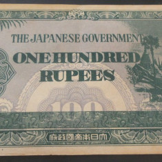 Bancnota OCUPATIE JAPONEZA IN BURMA - 100 RUPII, anul 1944 *cod 424