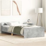 VidaXL Cadru de pat mic single, gri beton, 75x190 cm, lemn prelucrat