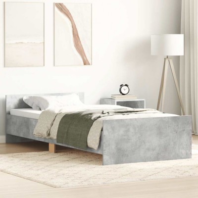 vidaXL Cadru de pat mic single, gri beton, 75x190 cm, lemn prelucrat 835949 foto