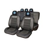 Set Huse Scaune Universale Din Piele Ecologică Si Alcantara Personalizate Cu Volkswagen, Negre
