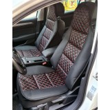 2 x Huse Scaune Auto Masini Universal Negru Rosu Eco Piele