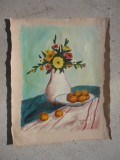 TABLOU PE PANZA SEMNAT, FARA SASIU (G 42/31 cm.)