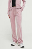 Cumpara ieftin Juicy Couture pantaloni de trening din velur culoarea roz, neted