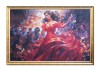 Tablou gigant dansatoare de flamenco pictat manual inramat, Eleganta, 130x90cm ulei pe panza, rama din lemn 5cm, Mircea Iordache