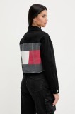 Tommy Jeans geacă jeans culoarea negru, de tranziție, oversize, DW0DW21431
