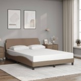 VidaXL Cadru de pat cu tăblie, cappuccino, 120x200 cm, piele ecologică