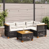 Cumpara ieftin Gossi set mobilier de gradina cu perne, 5 piese, negru, poliratan
