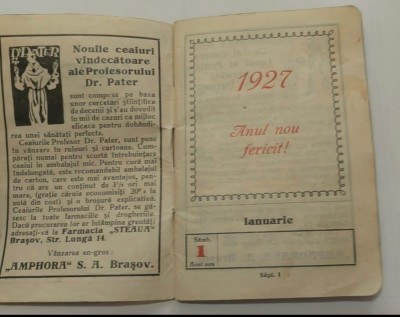 1927 Calendar de buzunar de notițe cu Reclame foto