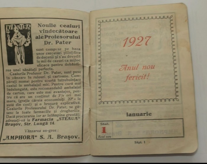 1927 Calendar de buzunar de notițe cu Reclame