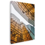 Tablou arhitectura cladiri zgarie nori, galben, albastru, gri 1094 Tablou canvas pe panza CU RAMA 70x100 cm