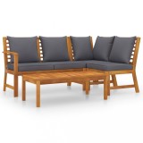 vidaXL Set mobilier de grădină cu perne, 4 piese, lemn masiv acacia
