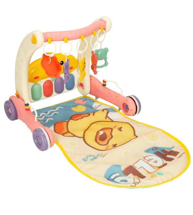 Premergator si salteluta educative cu pian 2 &icirc;n1 roz, ppentru copii