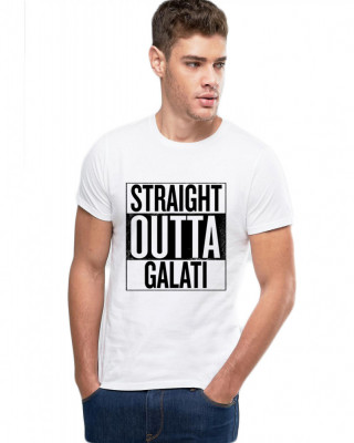 Tricou alb barbati - Straight Outta Galati - XL foto
