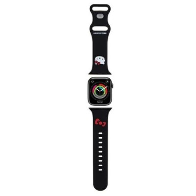 Curea pentru Apple Watch 1/2/3/4/5/6/7/8/9/10/SE/SE 2 (38/40/41/42mm) - Hello Kitty Strap Silicone Kitty Head (HKAWMSCHBLK) - Black foto