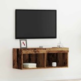 Cumpara ieftin Dulap TV de perete cu LED, lemn vechi, 80x30x30 cm