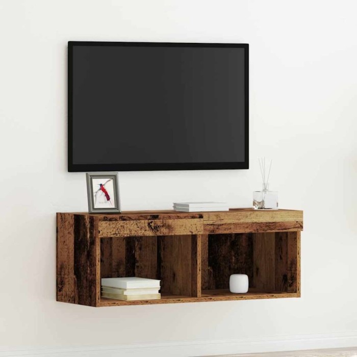 vidaXL Cabinet TV Pe perete Lemn vechi 80 x 30 x 30 cm Lemn compozit 862200