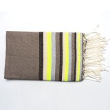 Prosop Plajă | Fouta |Tunis Gri Cu Dungi Lime 200x 100 cm