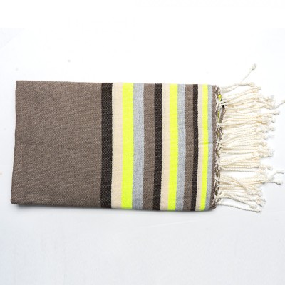 Prosop Plajă | Fouta |Tunis Gri Cu Dungi Lime 200x 100 cm foto