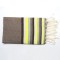 Prosop Plajă | Fouta |Tunis Gri Cu Dungi Lime 200x 100 cm
