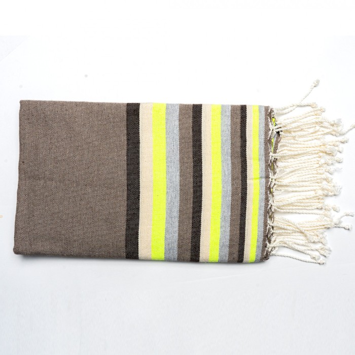 Prosop Plajă | Fouta |Tunis Gri Cu Dungi Lime 200x 100 cm