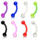 Piercing spr&acirc;nceană - bile UV neon - Lungime piercing: 8 mm, Culoare Piercing: Roz