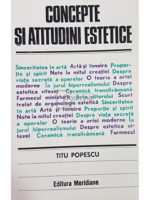 Titu Popescu - Concepte si atitudini estetice (Editia: 1983) foto