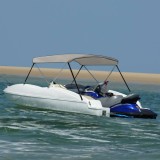 vidaXL Parasolar Barca Bimini 2 Arcuri Gri 180x130x110cm Poliester Protectie UV Impermeabil