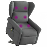 VidaXL Fotoliu de masaj rabatabil cu ridicare, gri &icirc;nchis, textil