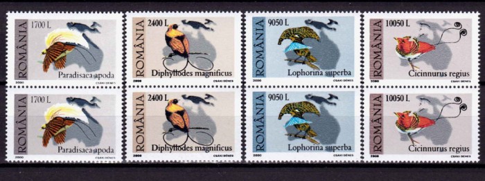 ✅ RO 2000 , LP 1507 ,&quot;Muzeul Antipa - Pasarea Paradis&quot; , serie pereche V ,MNH
