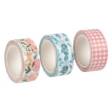 Set Benzi Adezive Washi Tape, Model Multicolor, Aromă Piersici, 3 Bucăți, Dimensiuni 5m x 1.5cm, Oem