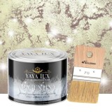 Vopsea decorativa de Lux, Argentina, cu Efect 3D Stelat, Bej Gold, 0.5 Litri si Pensula inclusă-Toro Decor