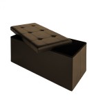 Banca Pliabila 2 Locuri cu Depozitare 80L, Piele Ecologica Maro, 80x40x40 cm - Pouf, Cutie Depozitare, Sezut Captusit