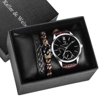 Set cadou cu ceas barbatesc Yazole TZ046 si doua bratari elegante foto