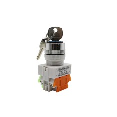 Comutator rotativ cu cheie LAY7 22mm, 2 poziții, 1NO1NC