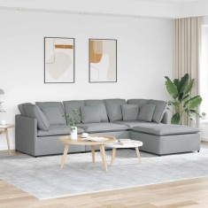 vidaXL Canapea modulară cu taburet și perne, textil, gri deschis 3321297