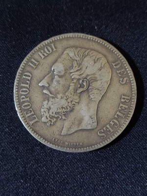 Belgia 1868 - 5 franci - monedă de argint #2 foto