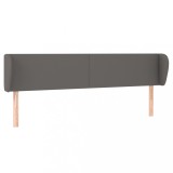 Tăblie de pat cu aripioare gri 203x23x78/88 cm piele ecologică