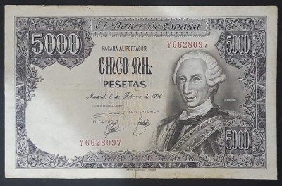 5000 Pesetas 1976 VF+ foto
