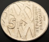 Cumpara ieftin Moneda 5 FRANCI - FRANTA, anul 1992 * cod 507, Europa