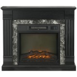 HOMCOM Semineu Electric de Podea cu Temporizator, Flacara Realista si Temperatura Reglabila, din Metal, ABS si PAL, 80x21.6x67.8 cm, Negru | Aosom RO