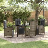 VidaXL Set de masă pentru grădină cu pernă 5 pcs Gri Rattan poli