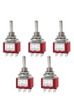 &Icirc;ntrerupător mini toggle Heschen momentar DPDT 6-poli 2A 250V pachet de 5 &ndash; roșu
