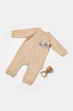 Cumpara ieftin Salopeta cu fermoar, Two thread, BabyCosy, 100% bumbac organic, Stone (Marime: 6-9 luni)
