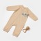 Salopeta cu fermoar, Two thread, BabyCosy, 100% bumbac organic, Stone (Marime: 12-18 Luni)