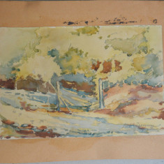 Peisaj din Pucioasa acuarela 1927