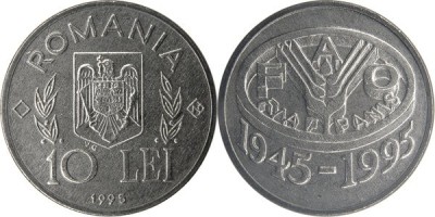 Romania 1995 - 10 lei FAO, cu N in romb, UNC foto