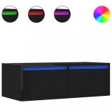 Cumpara ieftin Dulap TV cu lumini LED Stejar negru 75x35,5x25 cm