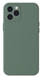 Husa iPhone 13 Pro Max din silicon, silk touch, interior din catifea cu decupaje pentru camere, Verde inchis